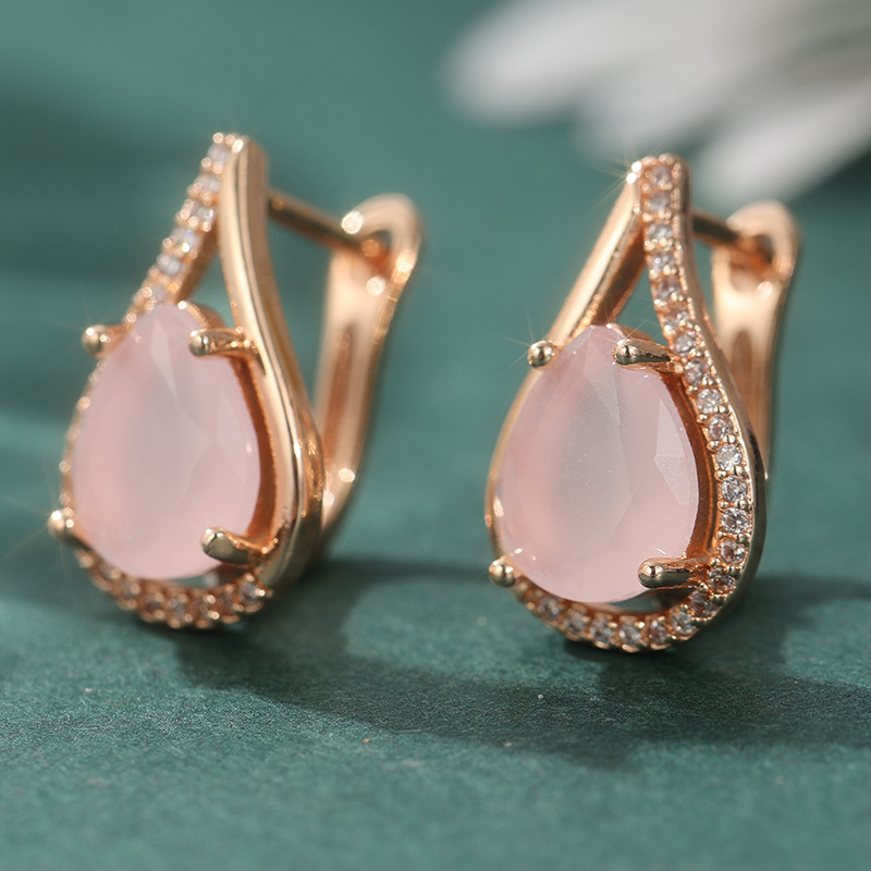 Classic Pink Teardrop-shaped Earrings, Elegant Daily Wear